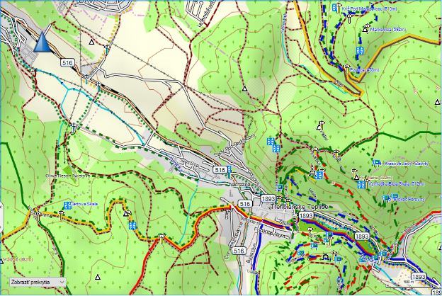 Schermata di una mappa di Freemap per dispositivi Garmin.